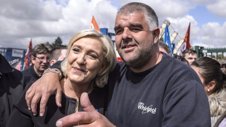 French presidential election candidate Marine Le Pen campaigns