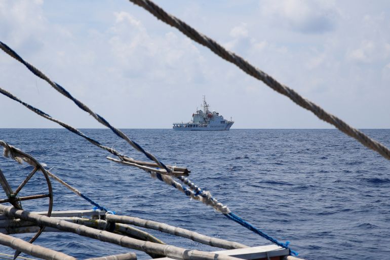 A China Coast Guard vessel seen from a Philippines fishing boat